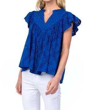NEW MAHILA olene ruffle sleeve top in lake